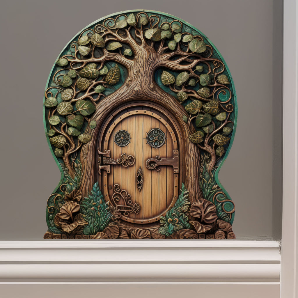 Forest Tree Fairy Door decal on wall