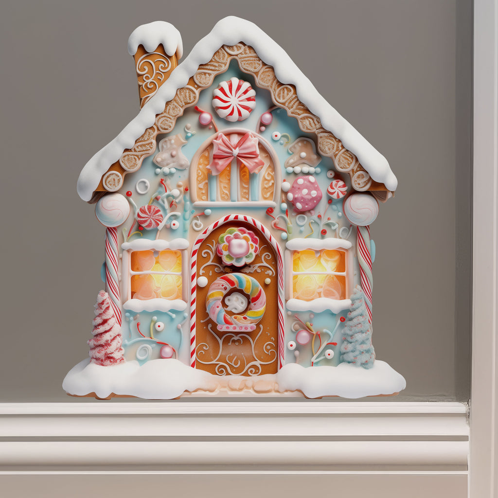 Gingerbread House Decor with Candy Cane and Christmas Cookies decal on wall