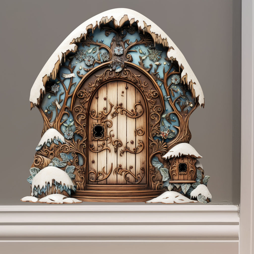 Blue Enchanted Forest Winter Wonderland House Decor Door decal on wall