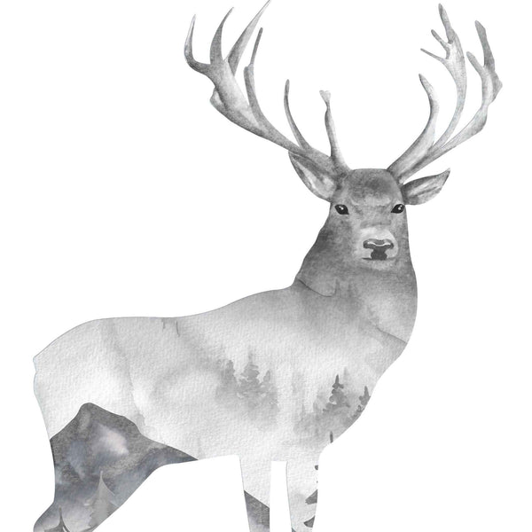 Forest Elk and Moon Wall Decal Set