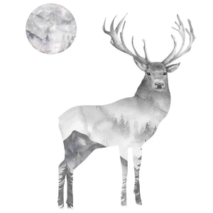 Forest Elk and Moon Wall Decal Set