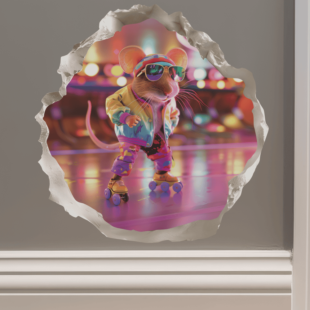 Roller Skating Mouse Hole Decal - My Wonderful Walls