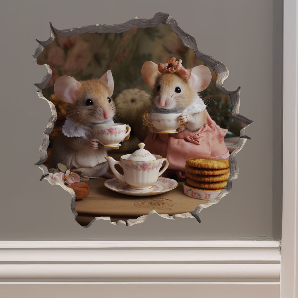 Tea Time Mice decal on wall