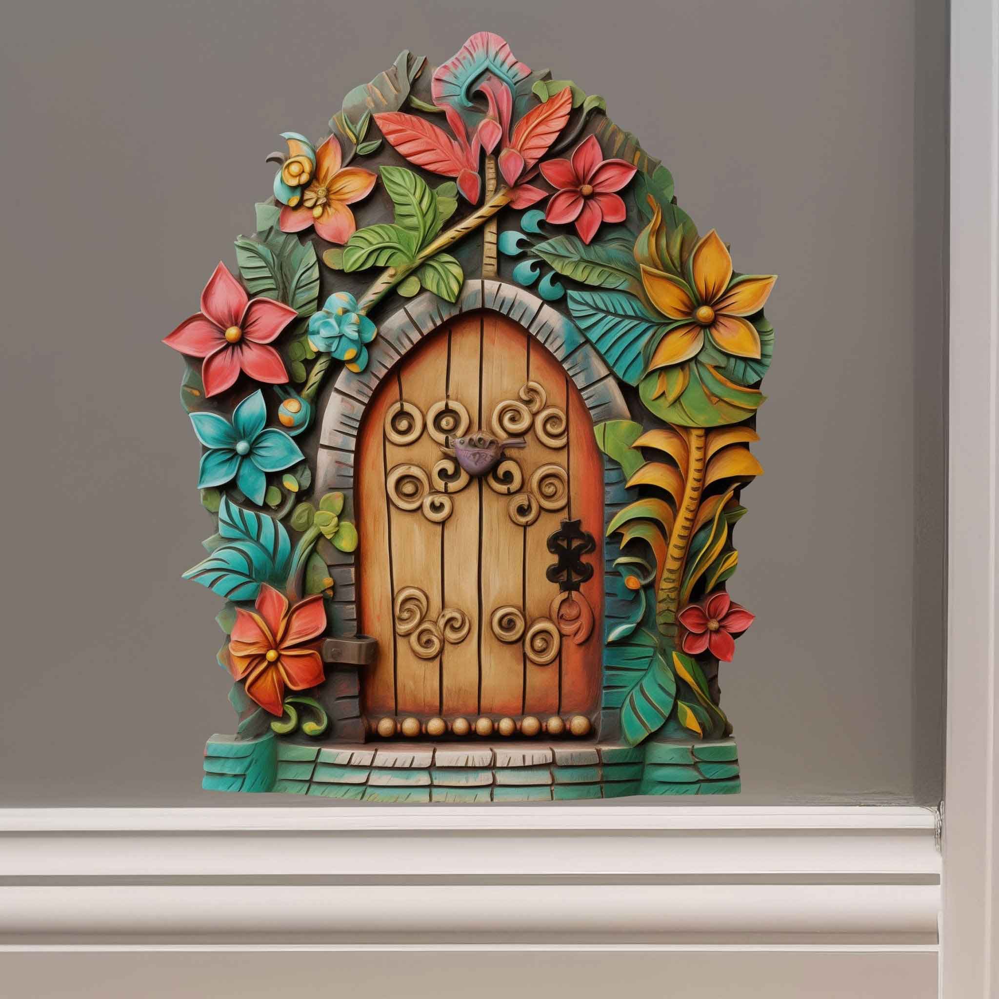 Tropical Bloom Fairy Door Decal