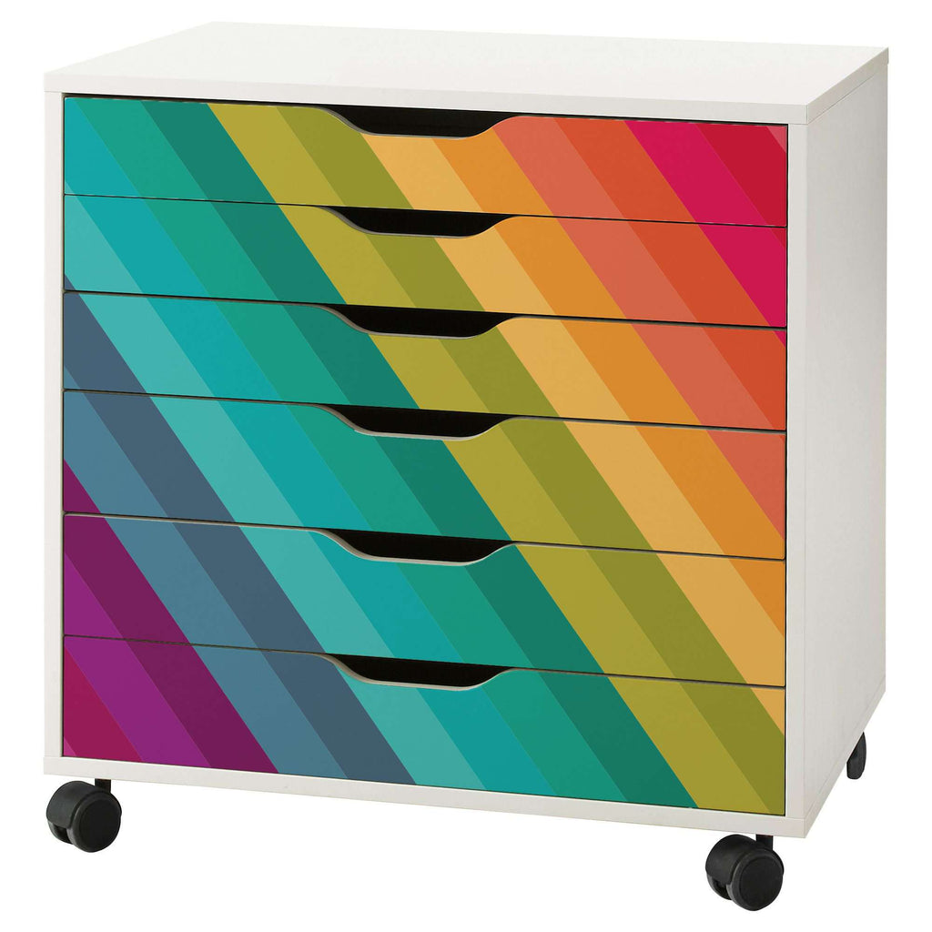 Rainbow Stripe Decal Set for IKEA Alex 6 Drawer Unit