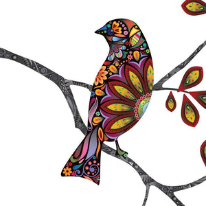 Bird Stickers in Lovely Flower Pattern - Set of 6 Bird Decals - My Wonderful Walls