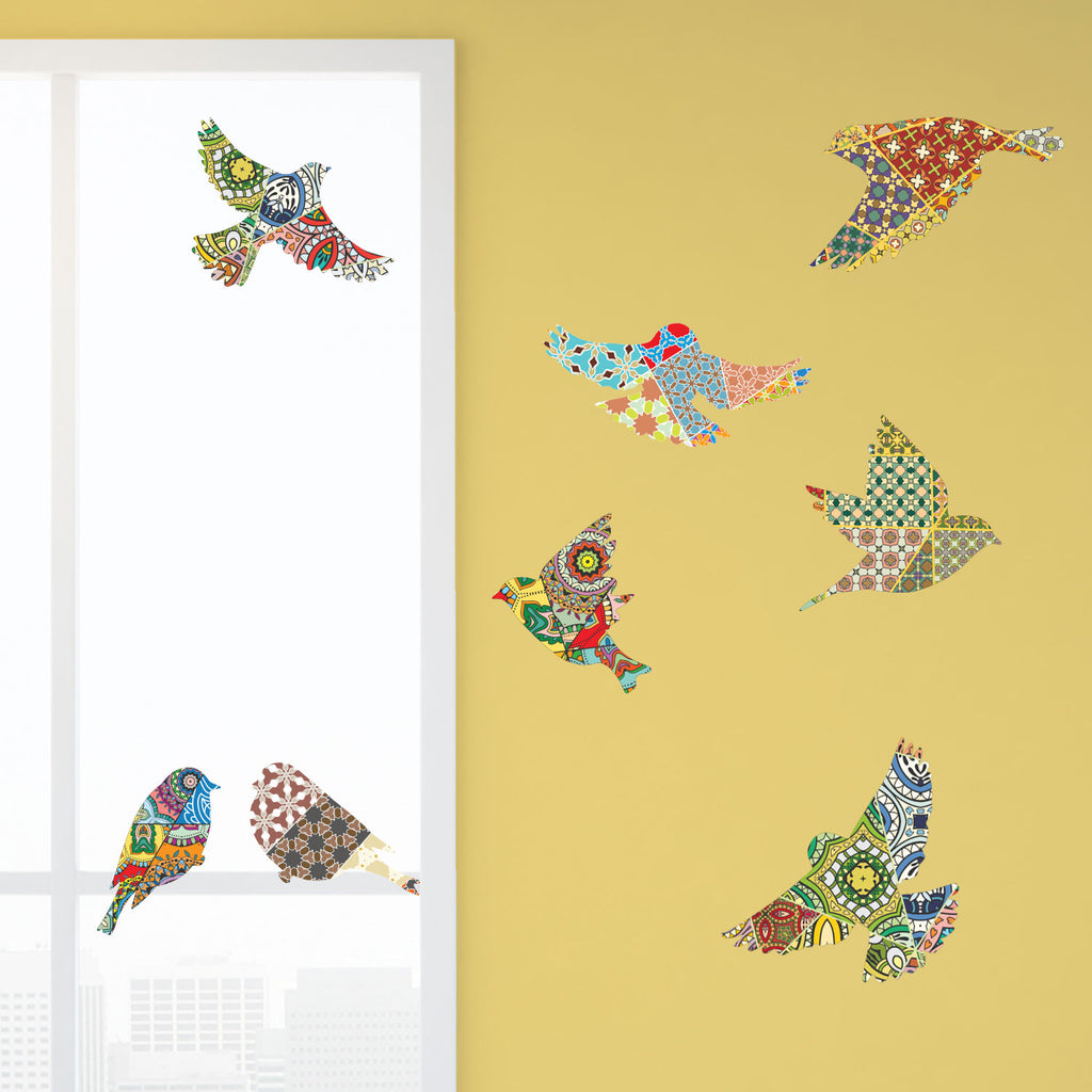 Bird Decals for Walls and Windows - Patchwork Pattern