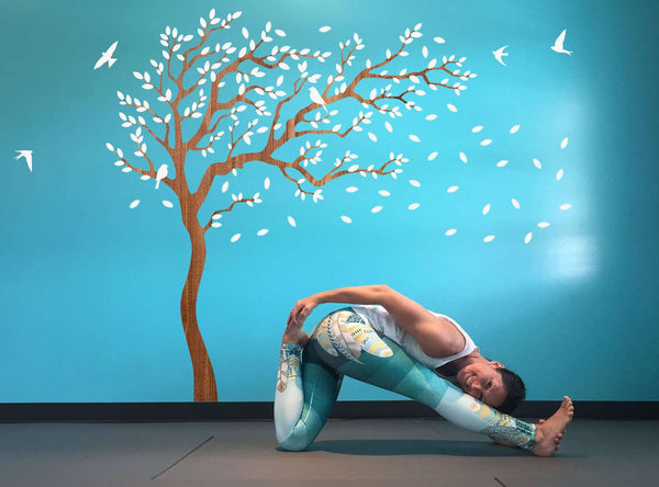 Breezy Tree Wall Decal and Bird Stickers in White and Wood Grain - My Wonderful Walls