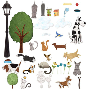 Cat and Dog City Park Wall Decal Sticker Kit - MINI SET - My Wonderful Walls