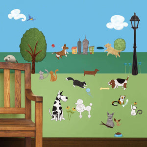 Cat and Dog City Park Wall Decal Sticker Kit - MINI SET - My Wonderful Walls
