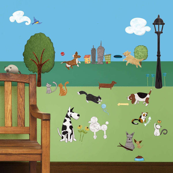 Cat and Dog City Park Wall Decal Sticker Kit - MINI SET - My Wonderful Walls