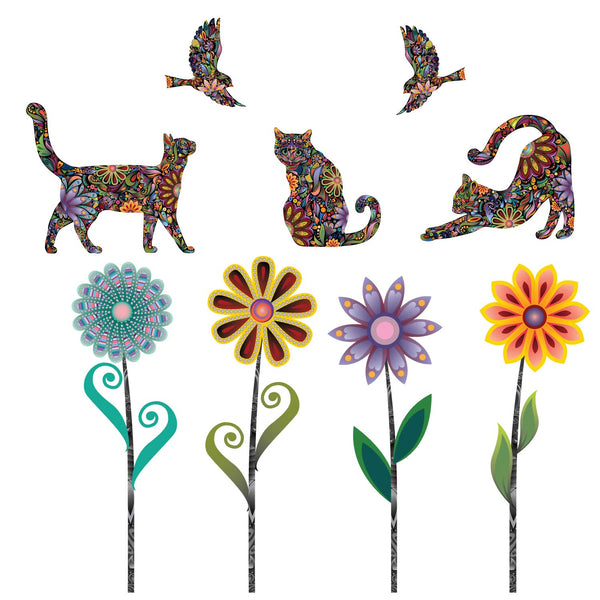 Cats & Flowers Wall Decal Set - My Wonderful Walls
