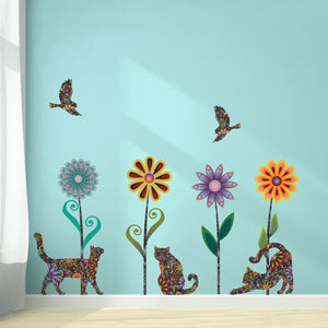 Cats & Flowers Wall Decal Set - My Wonderful Walls
