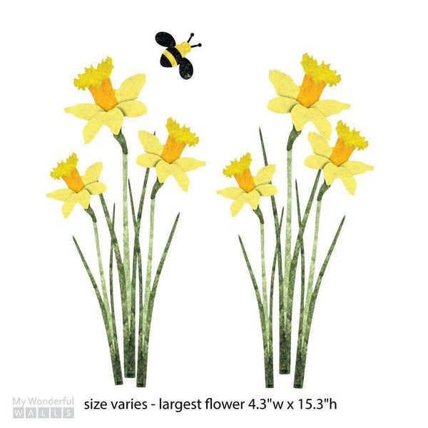 Daffodils and Bee Wall Sticker Set - My Wonderful Walls