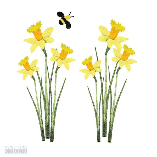 Daffodils and Bee Wall Sticker Set - My Wonderful Walls