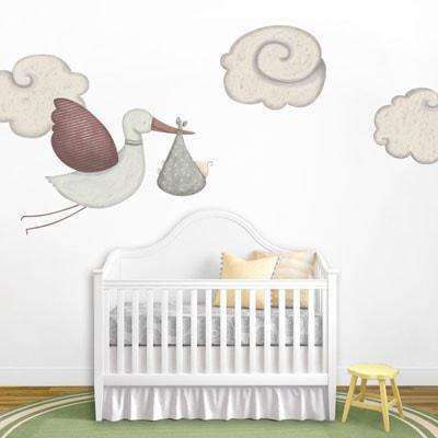 Flying Stork and Cloud Wall Stickers - My Wonderful Walls