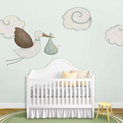 Flying Stork and Cloud Wall Stickers - My Wonderful Walls