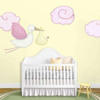 Flying Stork and Cloud Wall Stickers - My Wonderful Walls