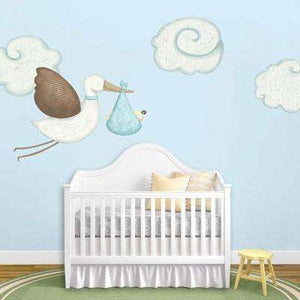 Flying Stork and Cloud Wall Stickers - My Wonderful Walls