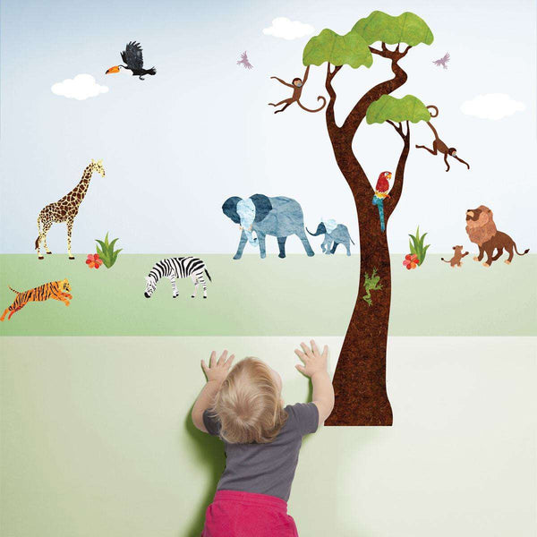Jungle Safari Wall Decals – Peel & Stick Tree Sticker and Jungle Animal Decals - MINI SET - My Wonderful Walls