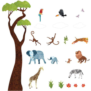 Jungle Safari Wall Decals – Peel & Stick Tree Sticker and Jungle Animal Decals - MINI SET - My Wonderful Walls