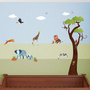 Jungle Safari Wall Decals – Peel & Stick Tree Sticker and Jungle Animal Decals - MINI SET - My Wonderful Walls