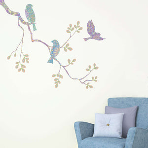 Pastel Birds and Tree Branch Wall Decal Set - My Wonderful Walls