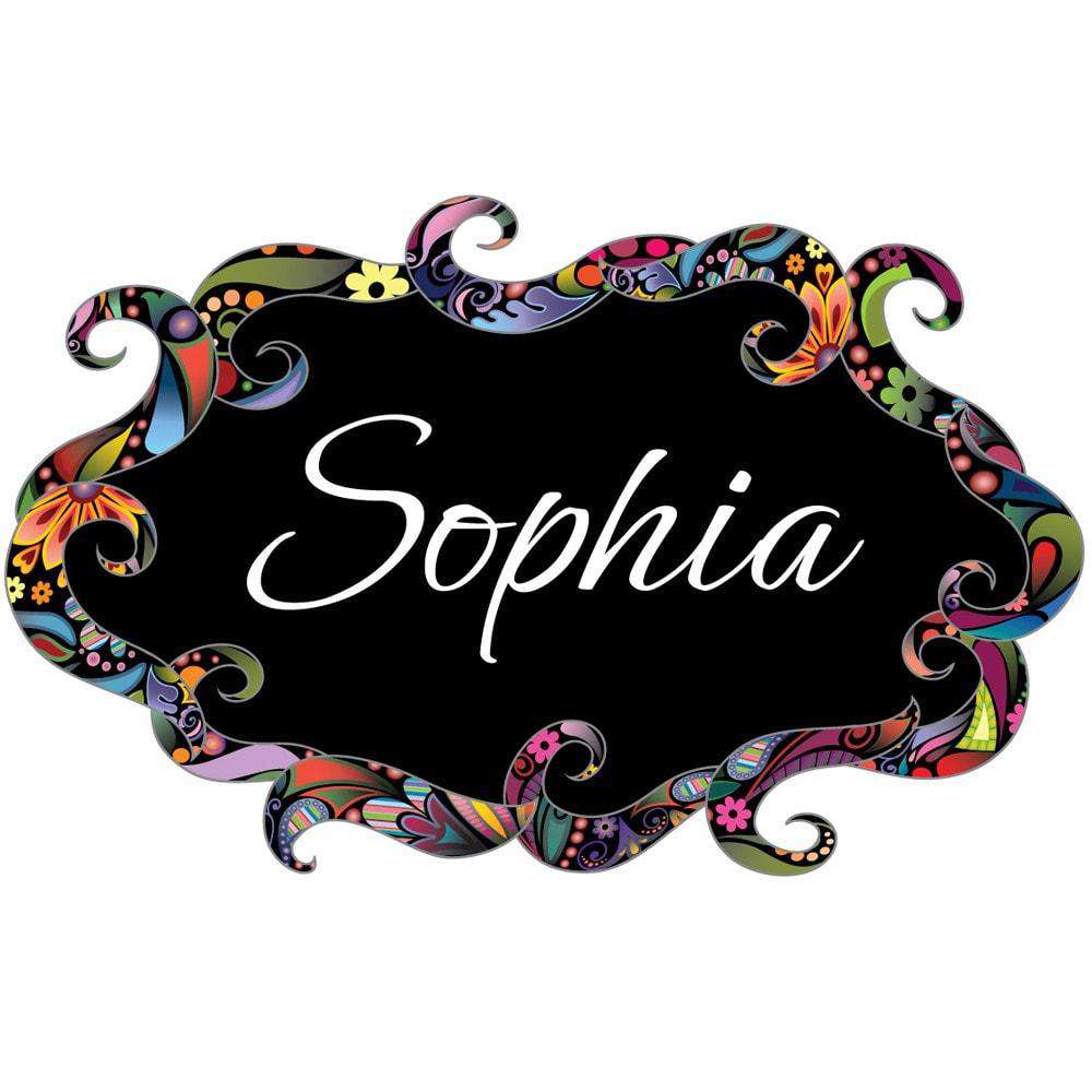 Floral Swirl Name Sign Wall Sticker