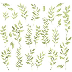 Watercolor Green Leaves Wall Decals - My Wonderful Walls