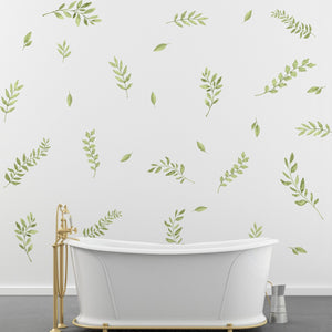 Watercolor Green Leaves Wall Decals - My Wonderful Walls