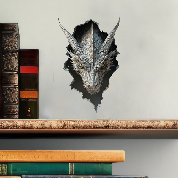 White Dragon Decal with books