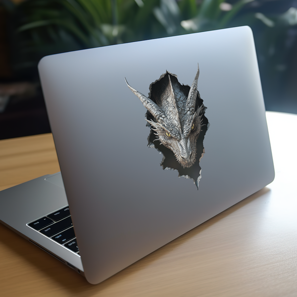 White Dragon Decal on laptop