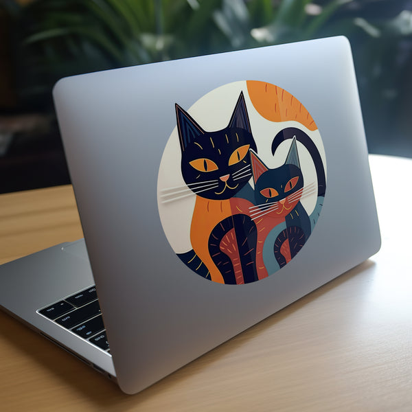 Cat wall sticker on laptop