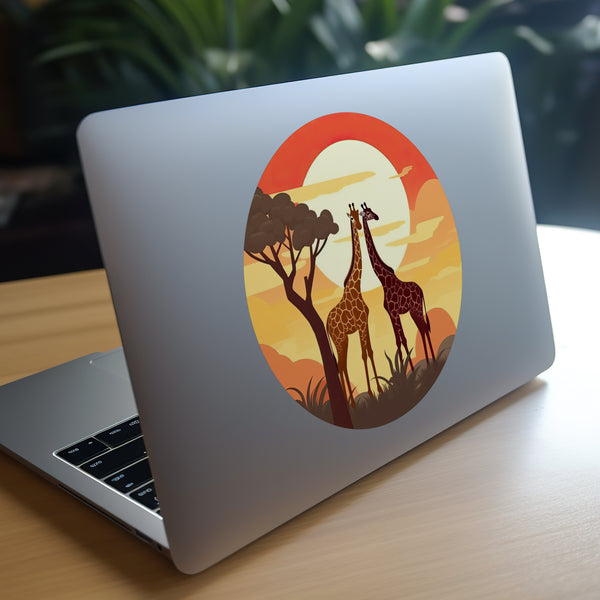 Giraffe sticker on laptop