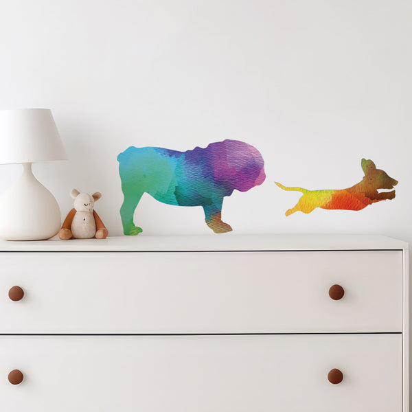 Dog stickers on Dresser