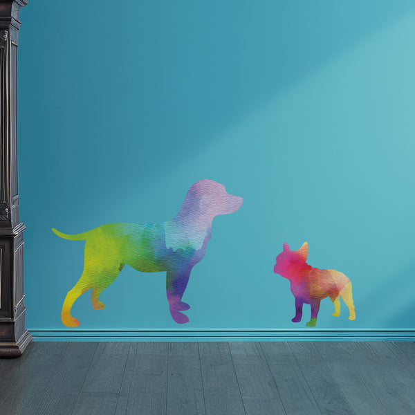 Dog stickers next to clock