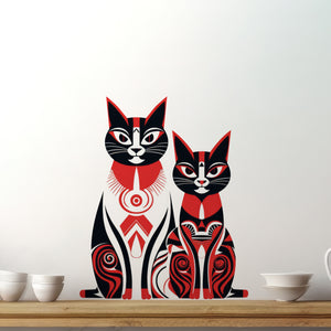 Tribal cats in kitchen