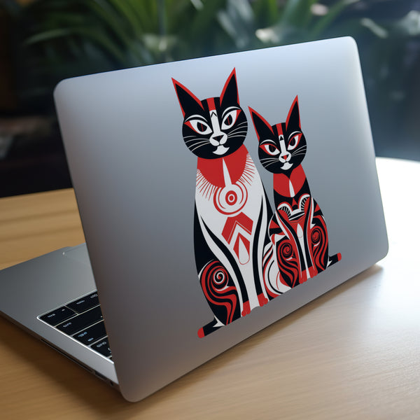 Cat sticker on laptop