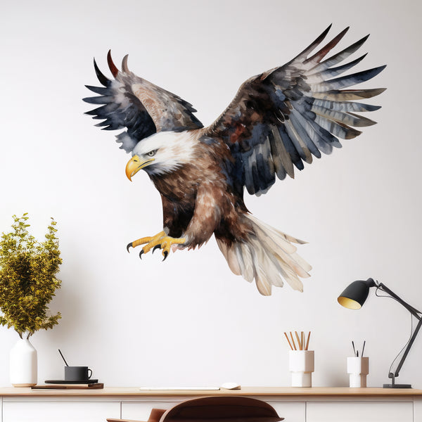 Bald eagle decal above desk