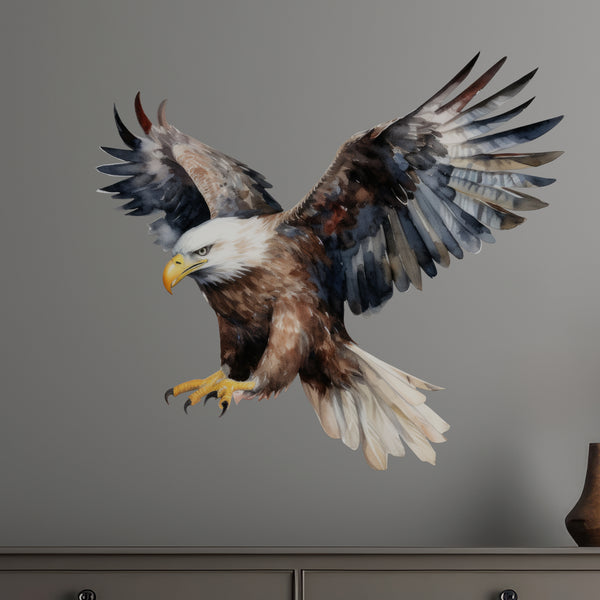 Bald eagle decal above dresser