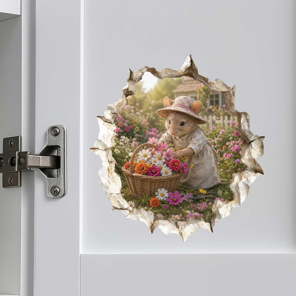 Flower Gardening Gardener Mouse Hole Decal