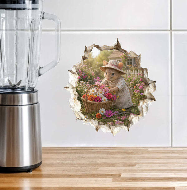 Flower Gardening Gardener Mouse Hole Decal