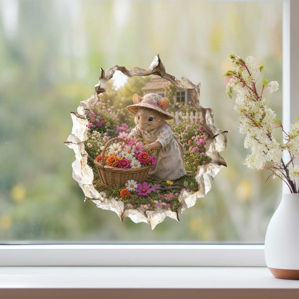 Flower Gardening Gardener Mouse Hole Decal