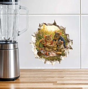 Reading Family Mouse Hole Decal