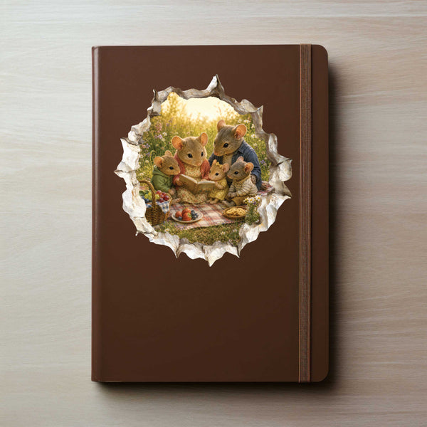 Reading Family Mouse Hole Decal