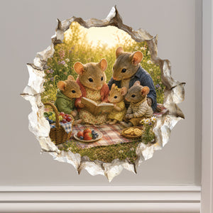 Reading Family Mouse Hole Decal