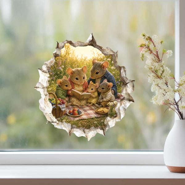Reading Family Mouse Hole Decal