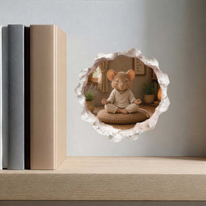 Meditating Yoga Mouse Hole Decal
