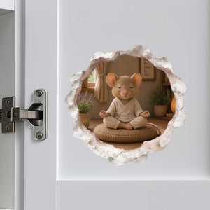 Meditating Yoga Mouse Hole Decal