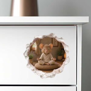 Meditating Yoga Mouse Hole Decal